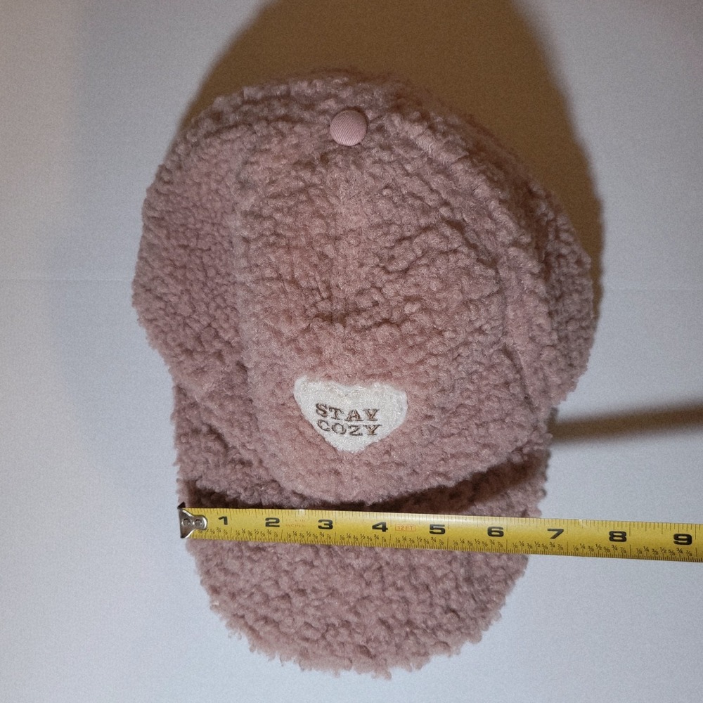 Home Free Stay Cozy Sherpa Baseball Cap Blush One Size - Picture 9 of 10